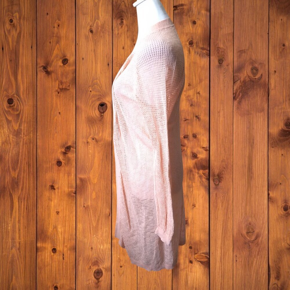 in Cashmere Linen Blend Open Knit Longline Open Front Cardigan Size Large Beachy - Picture 5 of 8